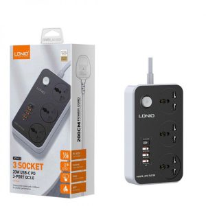 LDNIO 25000W 3 Power Socket 6 USB 2m Power Cord